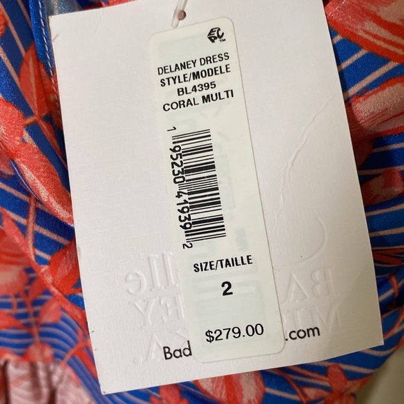 NWT Badgley Mischka size 2 Halter Blue Red Pink dress Floral MAXI - Picture 5 of 10